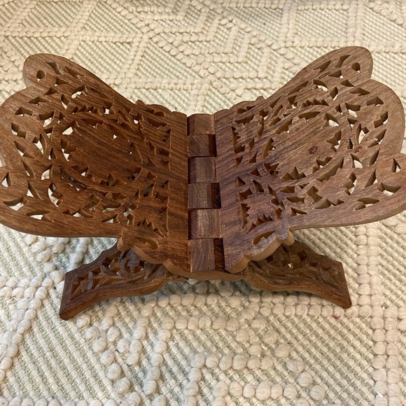 Vintage Handcarved Wood Book Rack - Picture 4 of 6